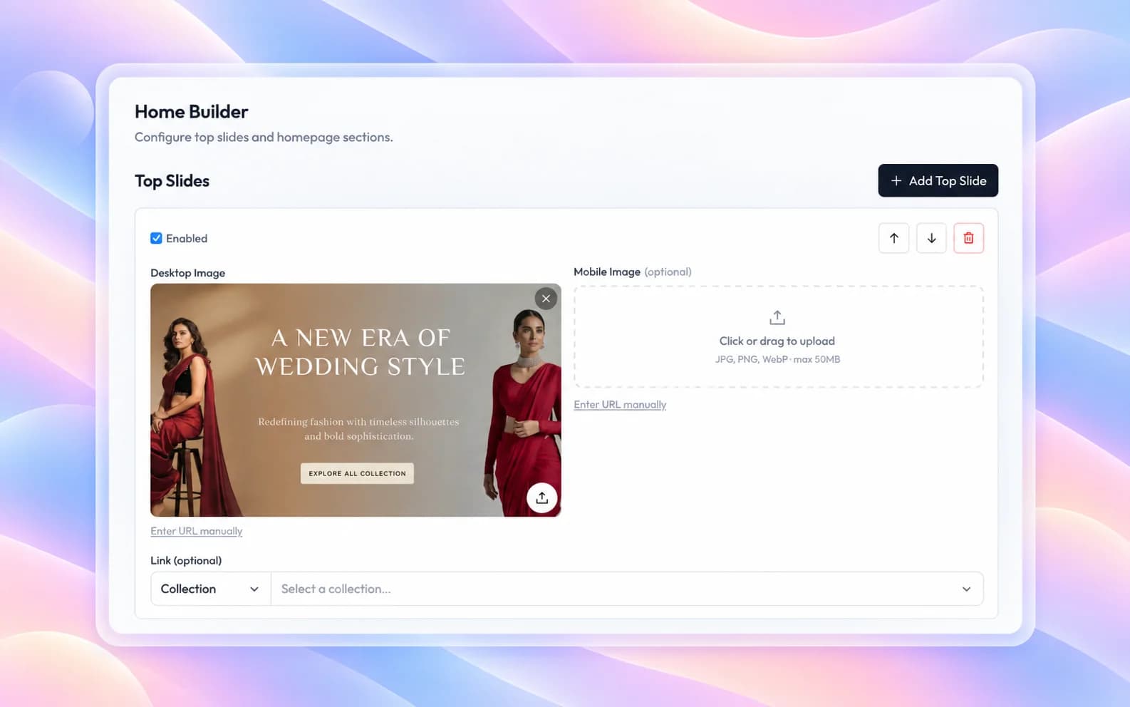 Visual homepage builder