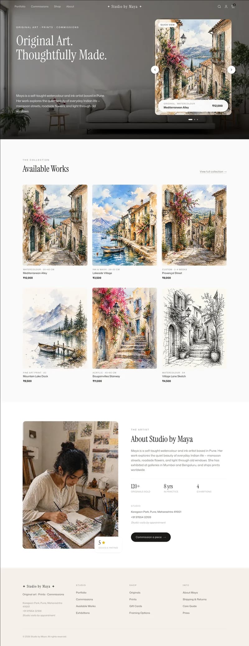Artist website preview