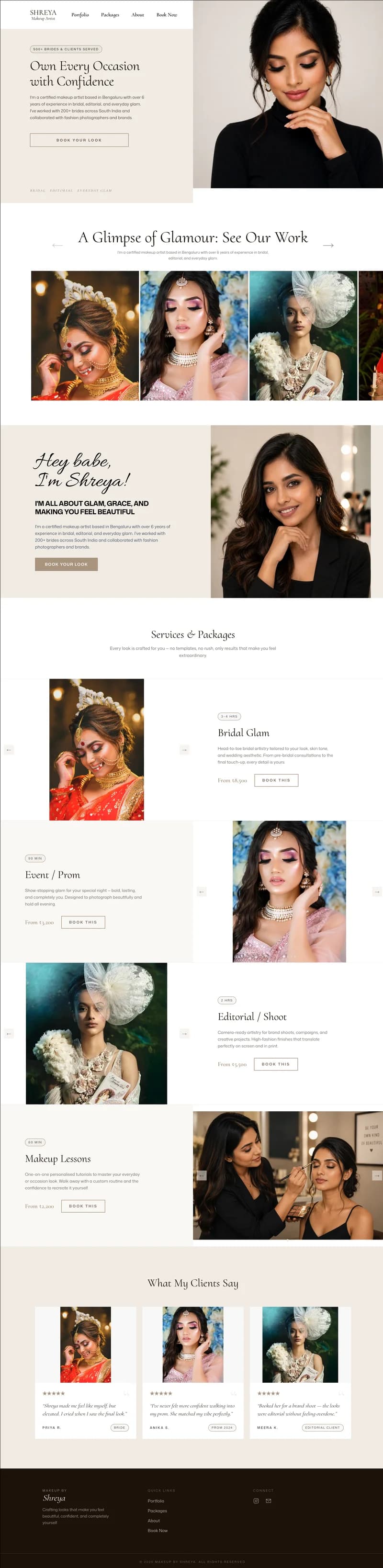 Makeup Artist website preview