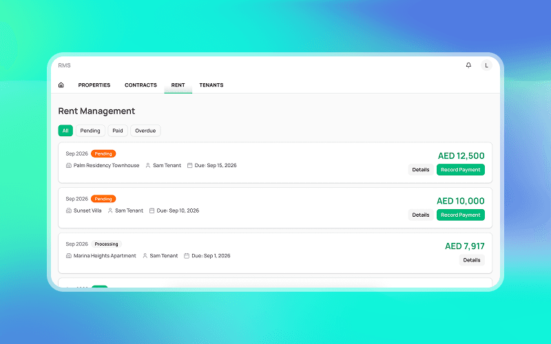 Rent payment tracking